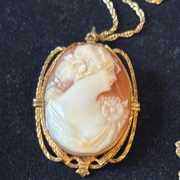 Jewelry - Gorgeous Victorian 12KGF shell Cameo pendant or brooch on a 14kGF 24” chain